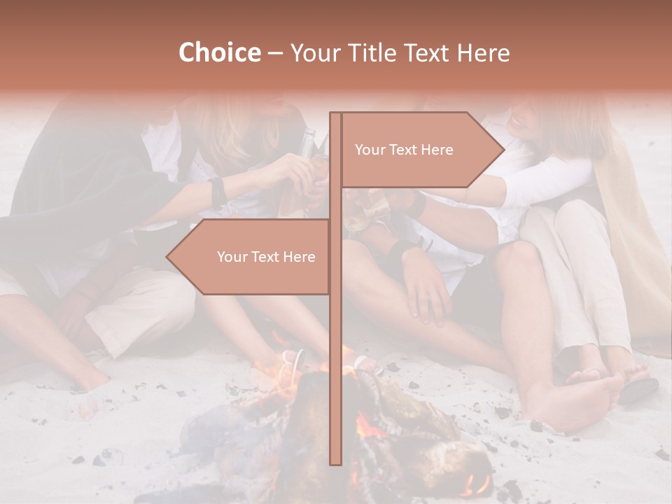 A Group Of People Sitting Around A Campfire Toasting PowerPoint Template