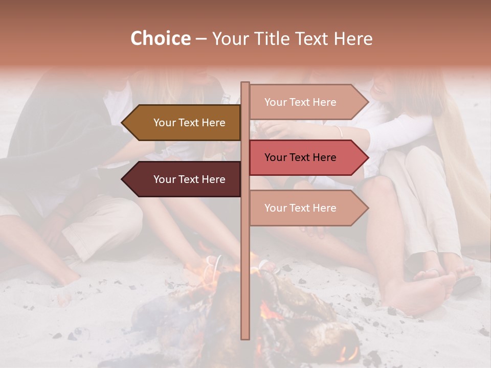 A Group Of People Sitting Around A Campfire Toasting PowerPoint Template