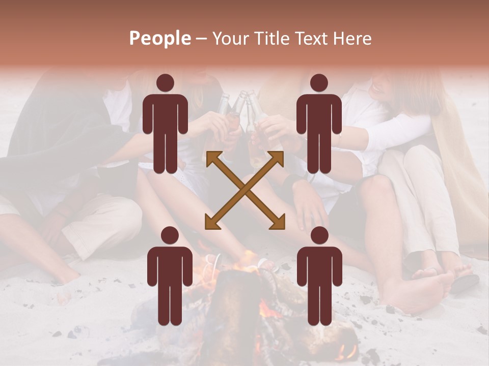 A Group Of People Sitting Around A Campfire Toasting PowerPoint Template