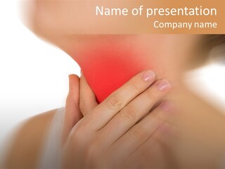 A Woman Holding Her Neck With Her Hands PowerPoint Template