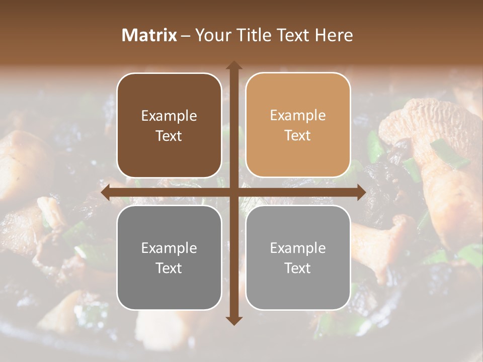 A Skillet Filled With Meat And Vegetables On Top Of A Table PowerPoint Template