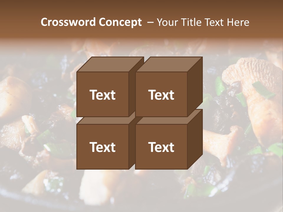 A Skillet Filled With Meat And Vegetables On Top Of A Table PowerPoint Template