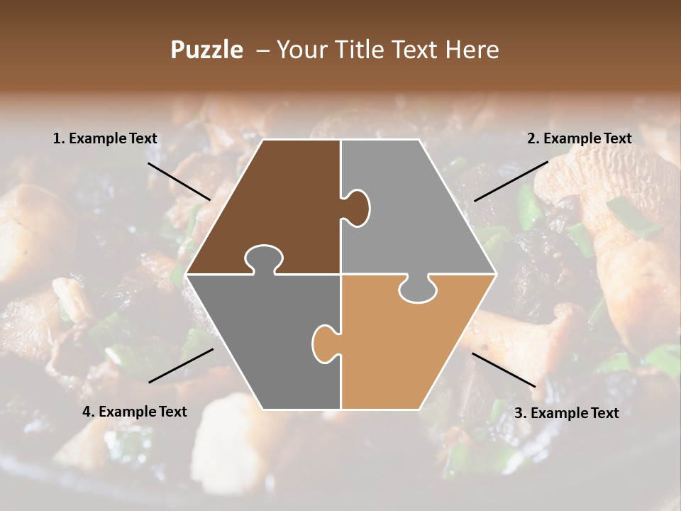 A Skillet Filled With Meat And Vegetables On Top Of A Table PowerPoint Template