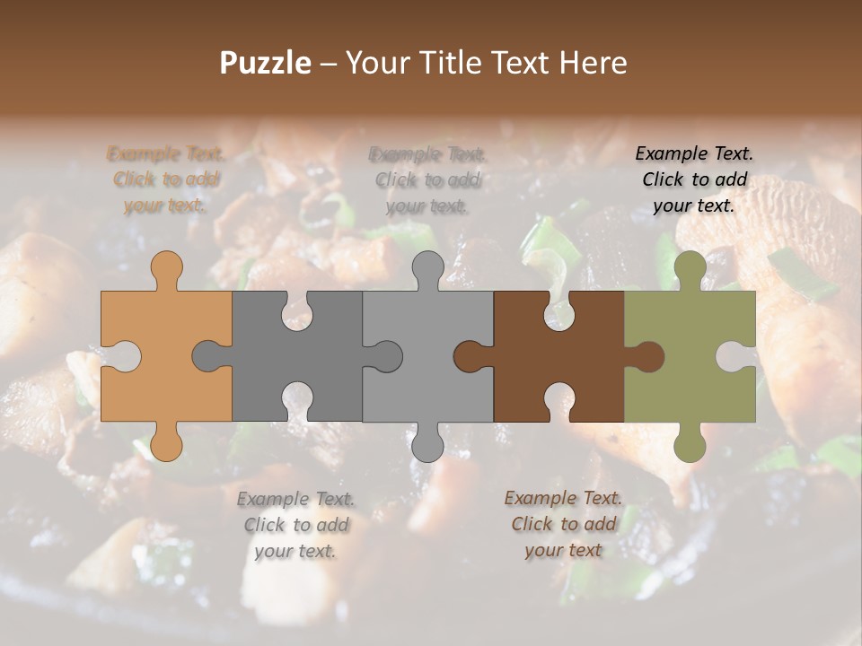 A Skillet Filled With Meat And Vegetables On Top Of A Table PowerPoint Template