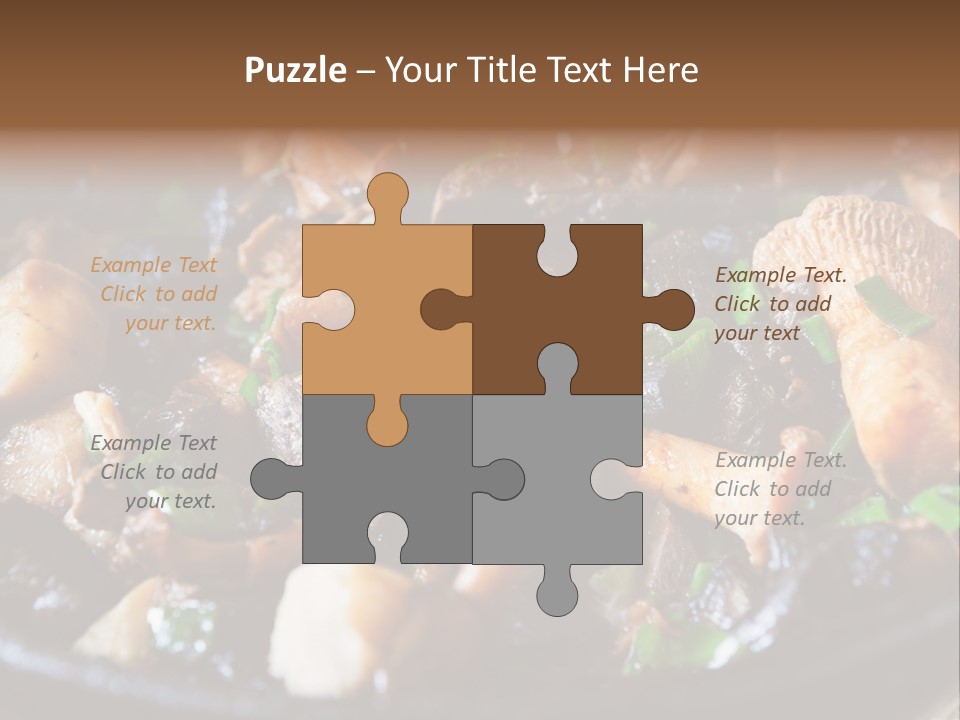 A Skillet Filled With Meat And Vegetables On Top Of A Table PowerPoint Template