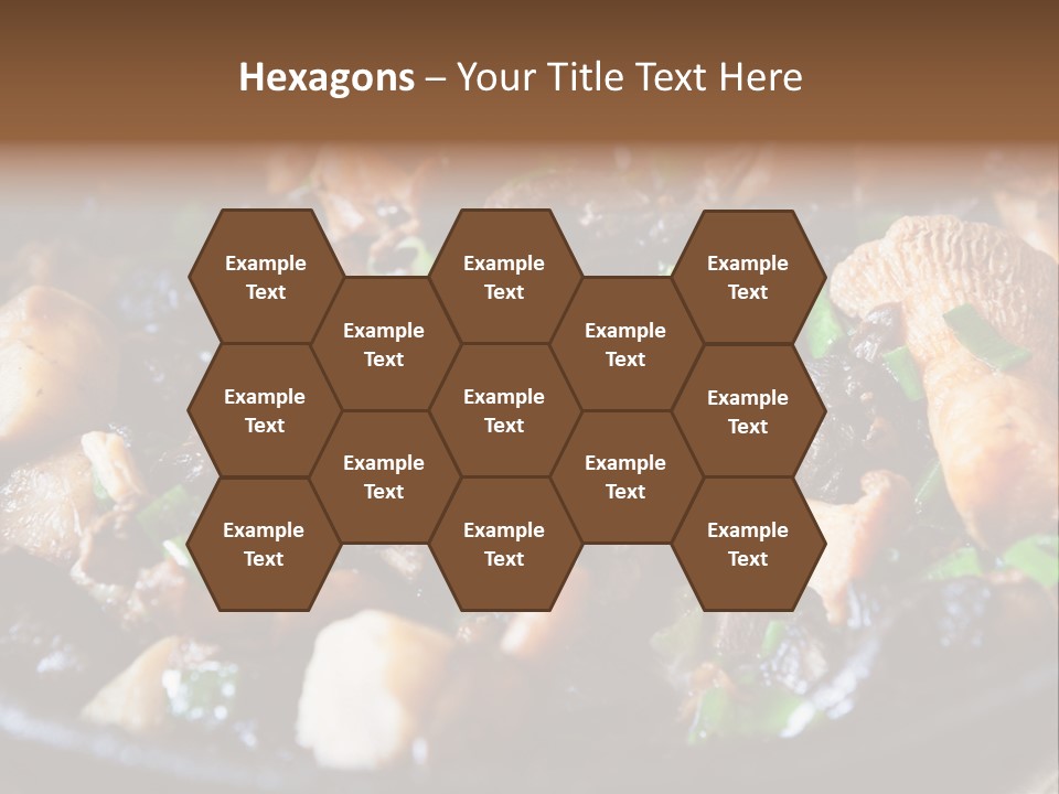 A Skillet Filled With Meat And Vegetables On Top Of A Table PowerPoint Template