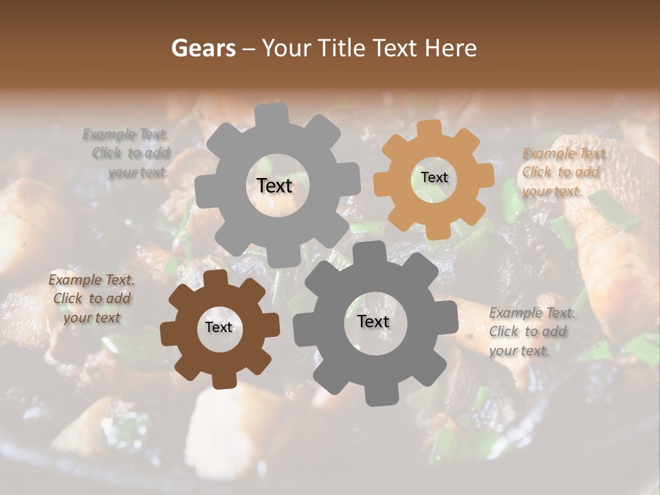 A Skillet Filled With Meat And Vegetables On Top Of A Table PowerPoint Template