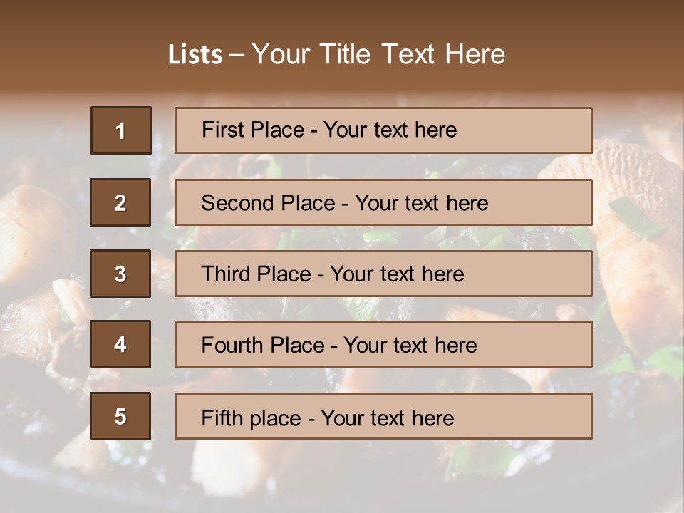 A Skillet Filled With Meat And Vegetables On Top Of A Table PowerPoint Template