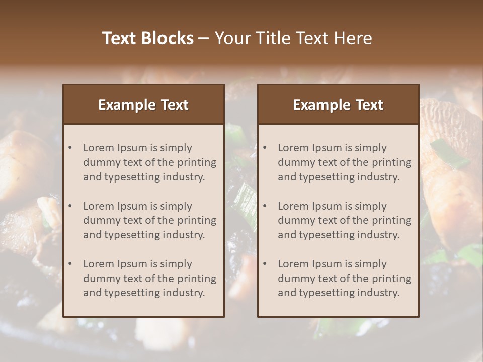 A Skillet Filled With Meat And Vegetables On Top Of A Table PowerPoint Template