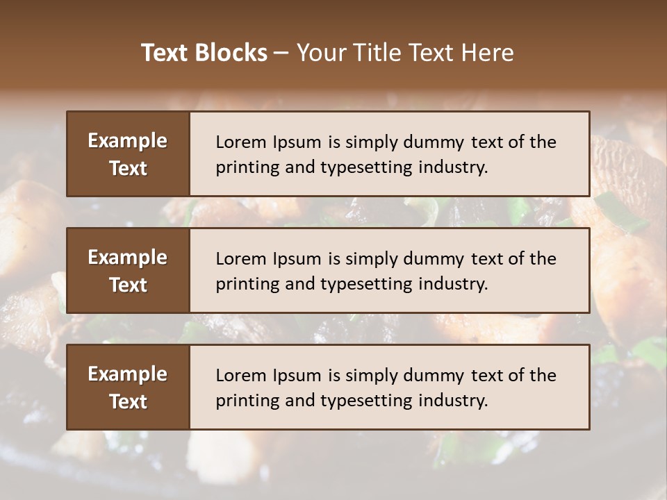 A Skillet Filled With Meat And Vegetables On Top Of A Table PowerPoint Template
