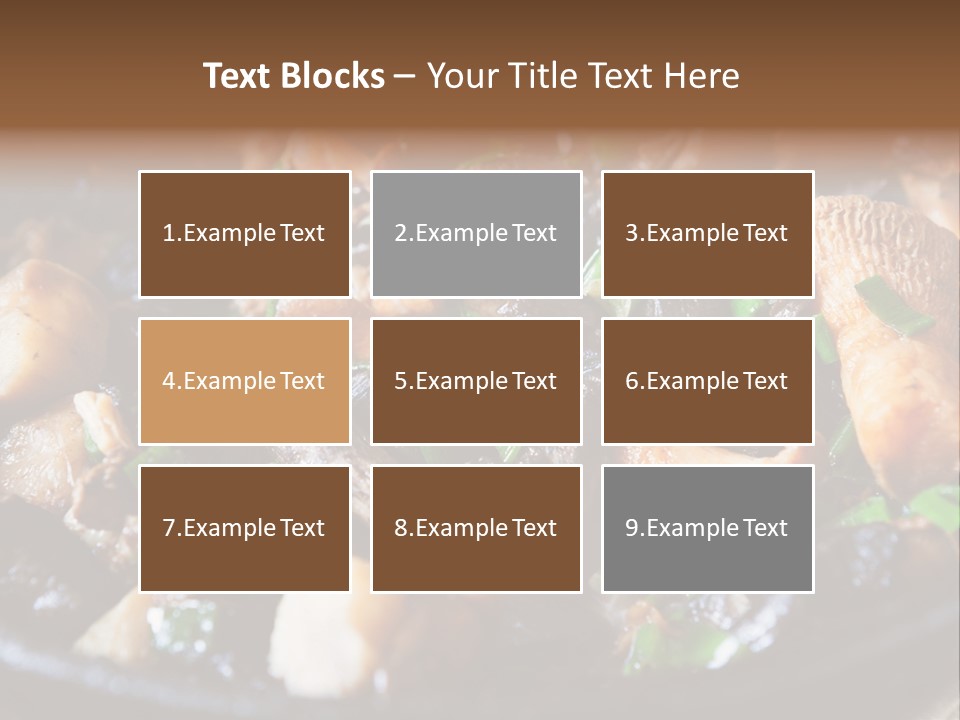 A Skillet Filled With Meat And Vegetables On Top Of A Table PowerPoint Template