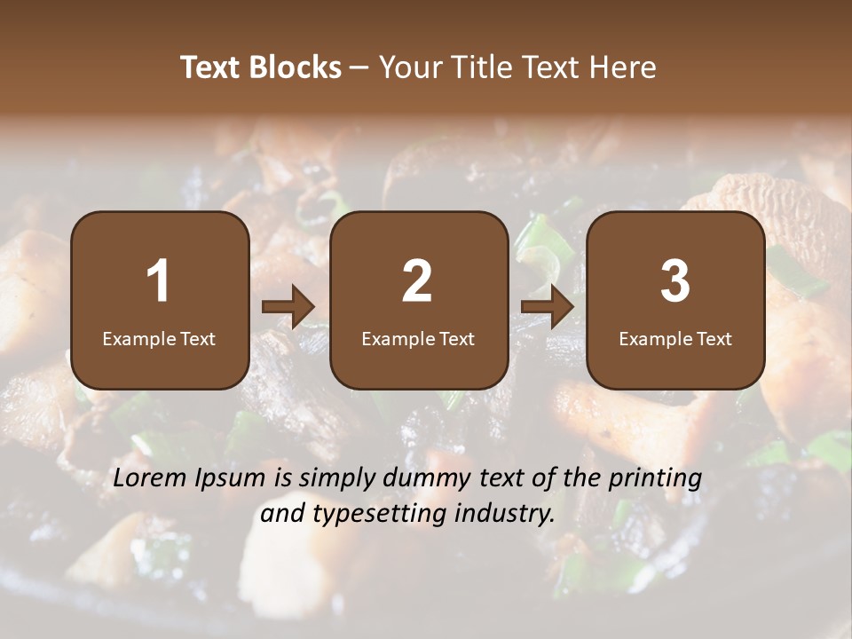 A Skillet Filled With Meat And Vegetables On Top Of A Table PowerPoint Template