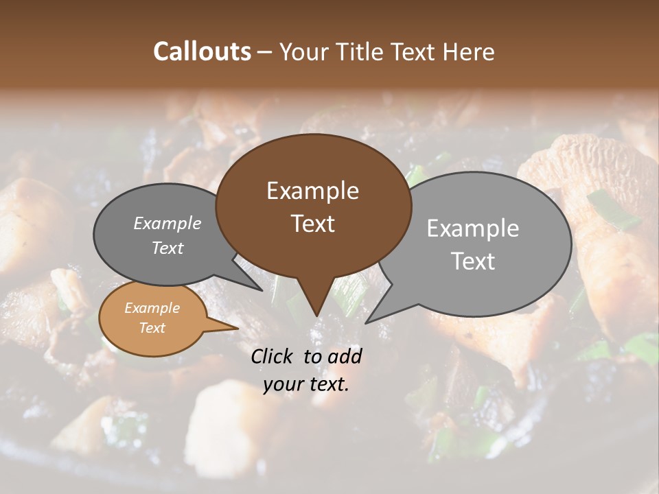 A Skillet Filled With Meat And Vegetables On Top Of A Table PowerPoint Template