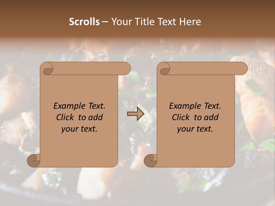 A Skillet Filled With Meat And Vegetables On Top Of A Table PowerPoint Template