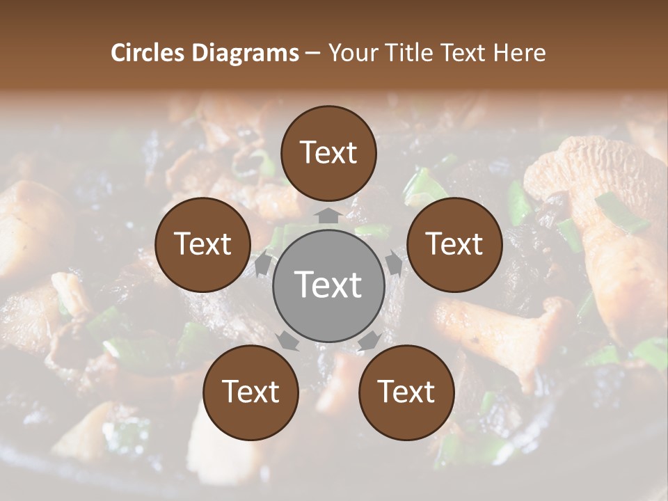 A Skillet Filled With Meat And Vegetables On Top Of A Table PowerPoint Template