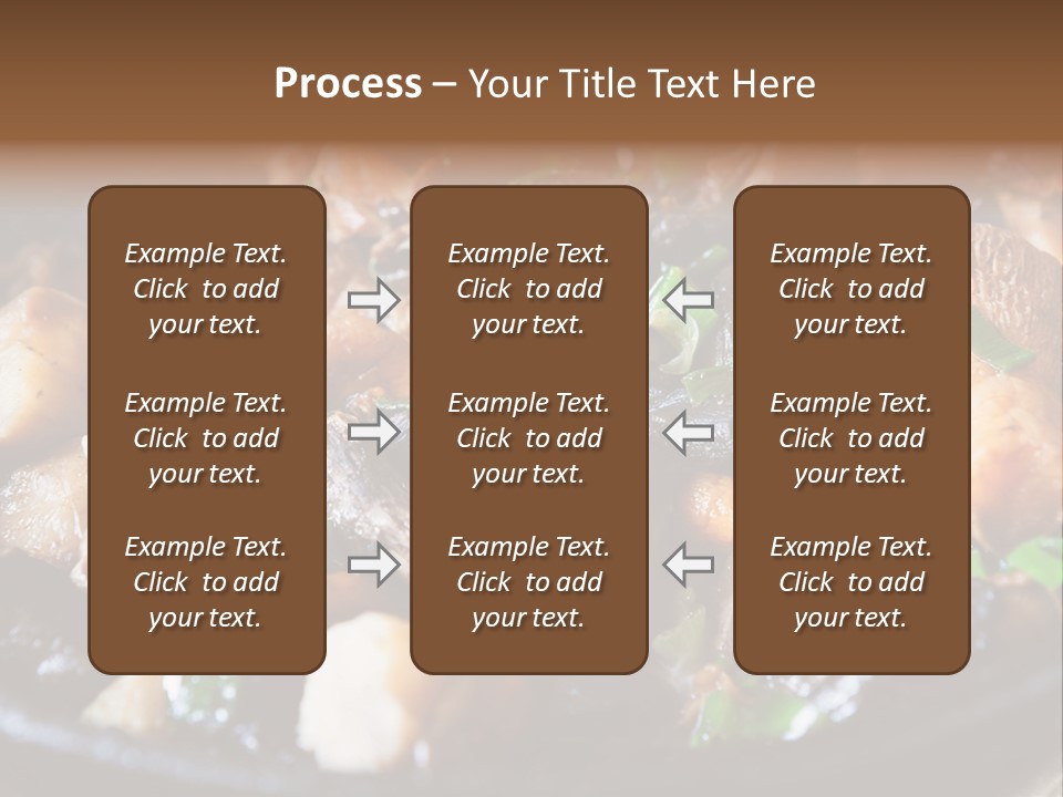 A Skillet Filled With Meat And Vegetables On Top Of A Table PowerPoint Template