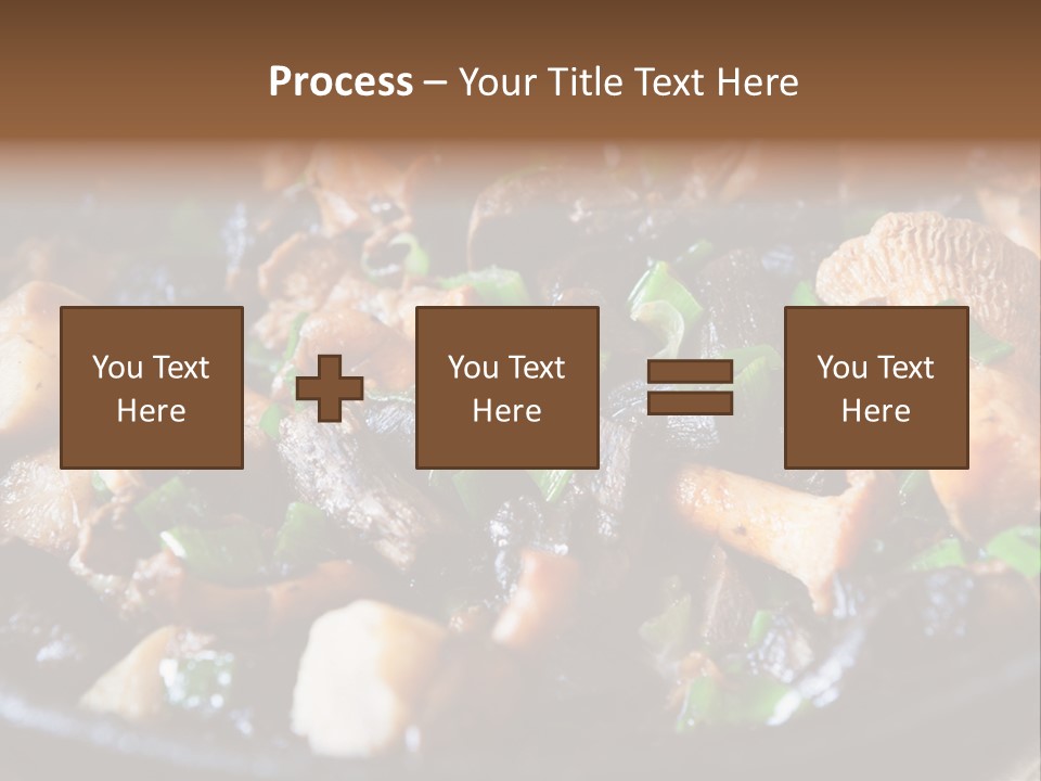 A Skillet Filled With Meat And Vegetables On Top Of A Table PowerPoint Template