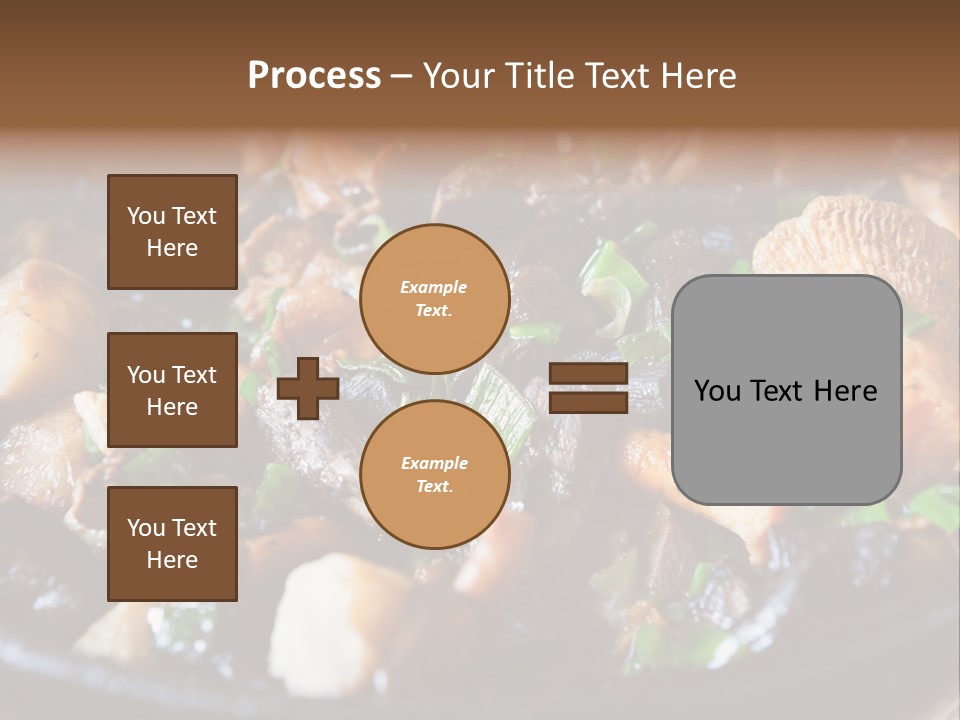 A Skillet Filled With Meat And Vegetables On Top Of A Table PowerPoint Template