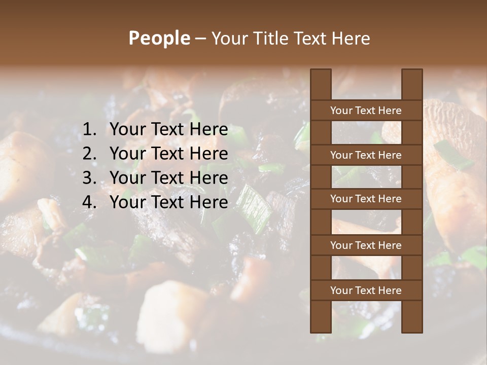 A Skillet Filled With Meat And Vegetables On Top Of A Table PowerPoint Template