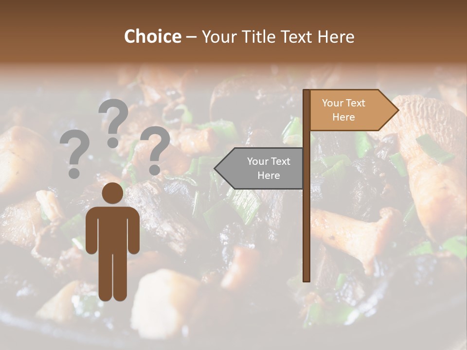 A Skillet Filled With Meat And Vegetables On Top Of A Table PowerPoint Template