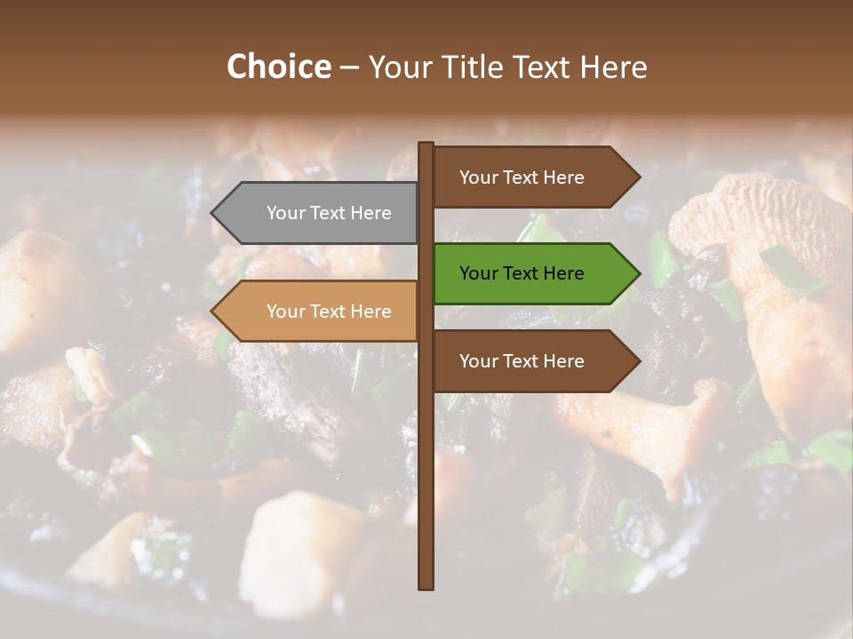 A Skillet Filled With Meat And Vegetables On Top Of A Table PowerPoint Template