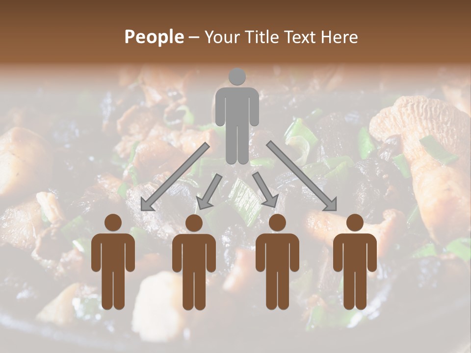 A Skillet Filled With Meat And Vegetables On Top Of A Table PowerPoint Template
