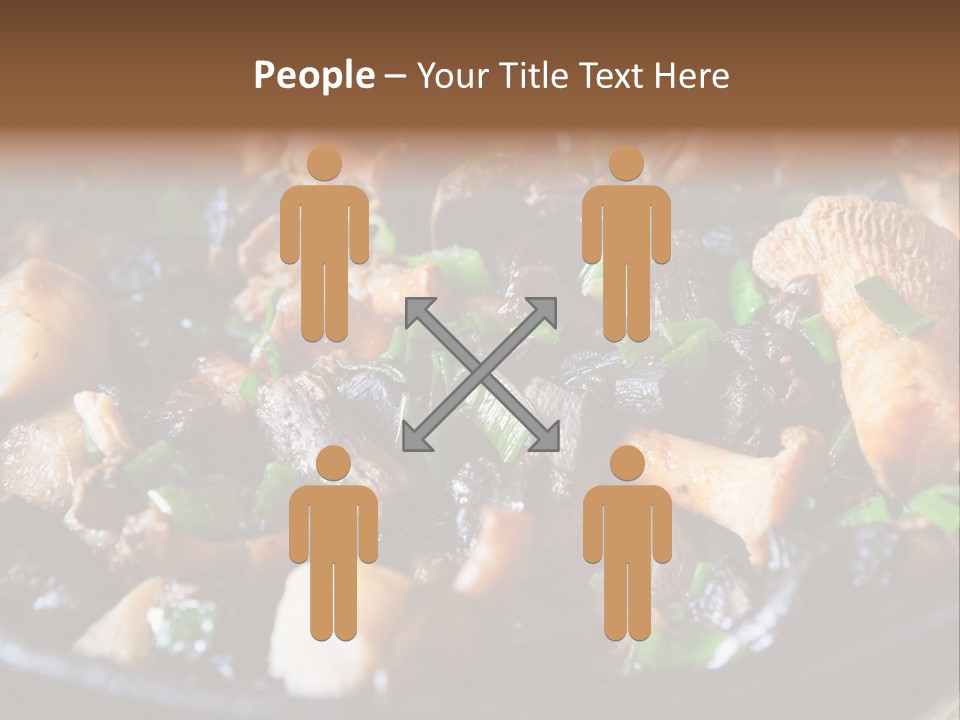 A Skillet Filled With Meat And Vegetables On Top Of A Table PowerPoint Template