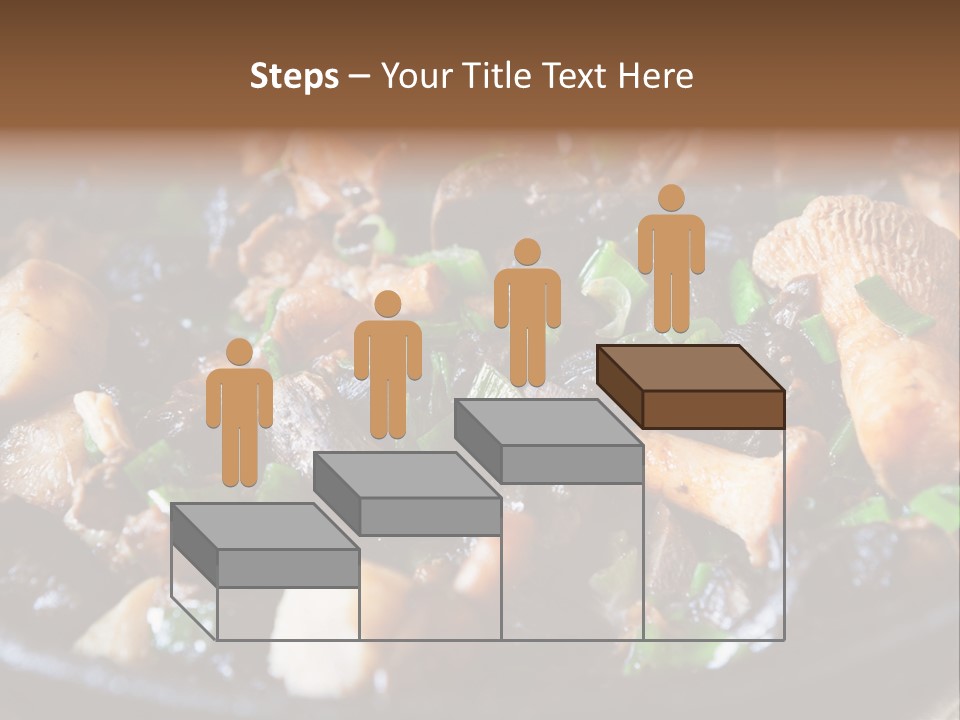 A Skillet Filled With Meat And Vegetables On Top Of A Table PowerPoint Template