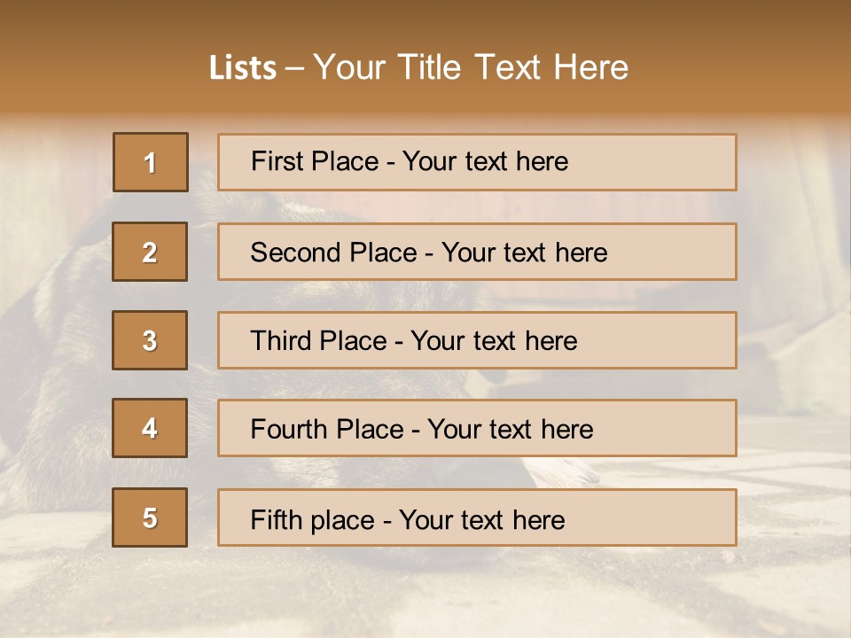 A Dog Laying On The Ground With A Name Plate PowerPoint Template