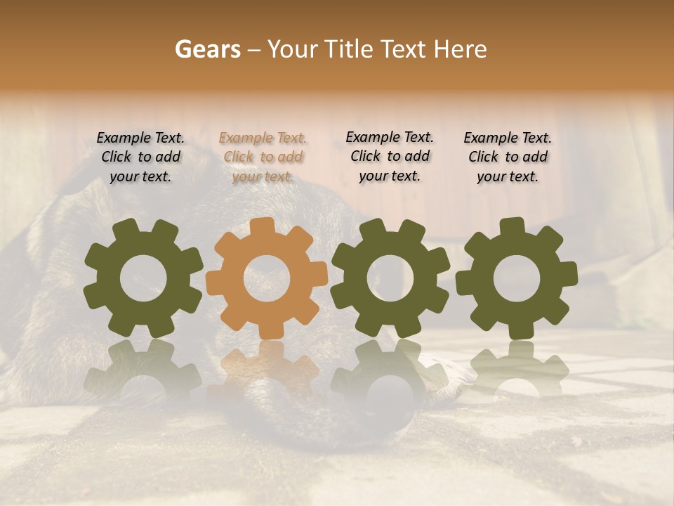 A Dog Laying On The Ground With A Name Plate PowerPoint Template