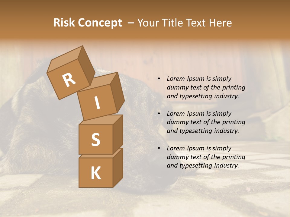 A Dog Laying On The Ground With A Name Plate PowerPoint Template