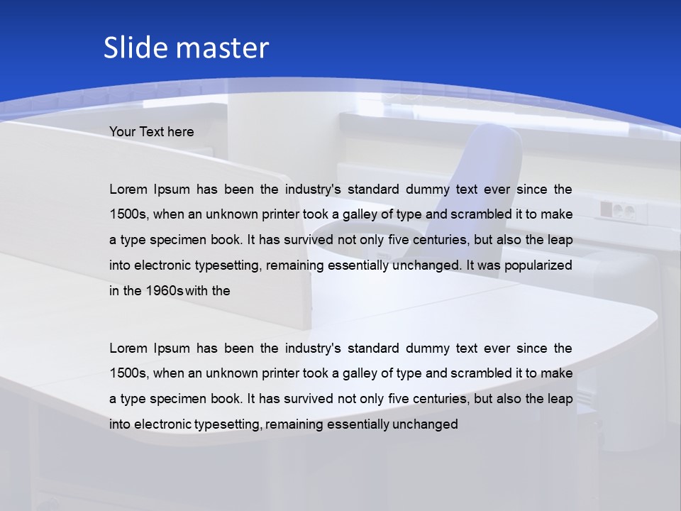 Workplace Communication Reduced Modern Office Space PowerPoint Template