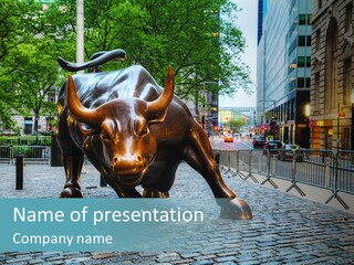 Charging Bull Artwork States PowerPoint Template