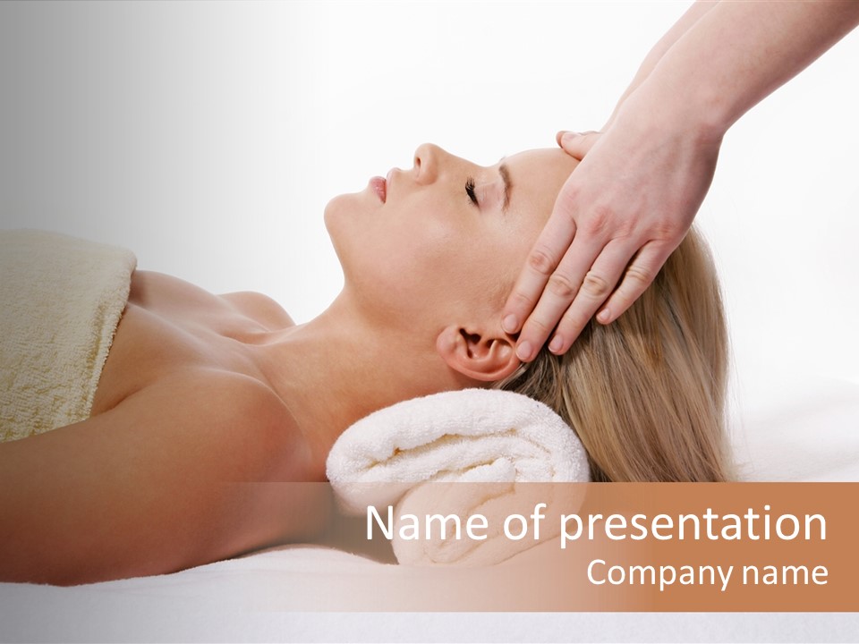 A Woman Getting A Facial Massage From A Professional Massager PowerPoint Template