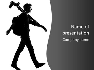 A Man Walking With A Guitar On His Back PowerPoint Template