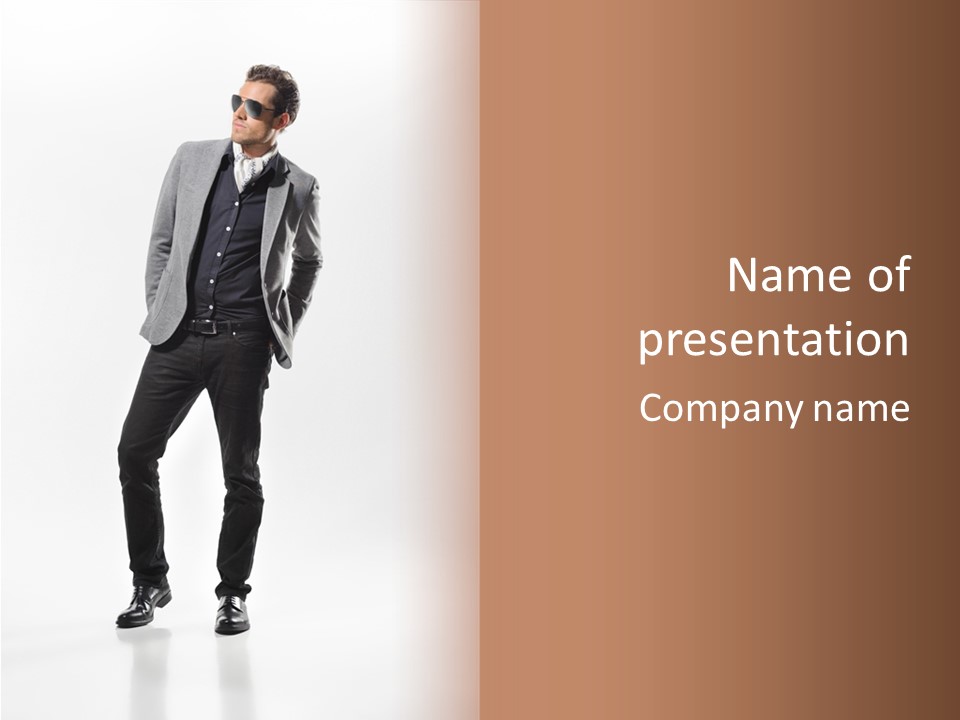 Sunglasses Looking Away Elegance PowerPoint Template