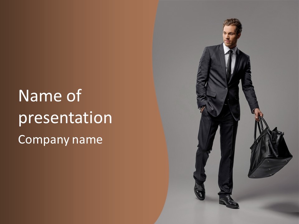 Suit Brown Hair Satisfaction PowerPoint Template