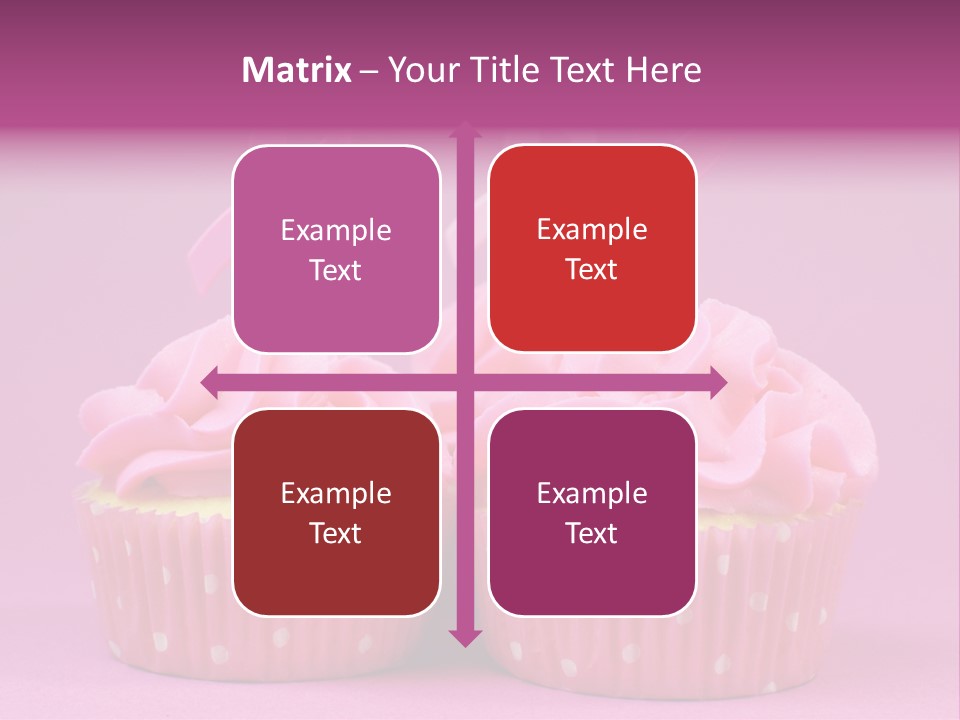 Two Cupcakes With Pink Frosting And Pink Ribbons On Them PowerPoint Template