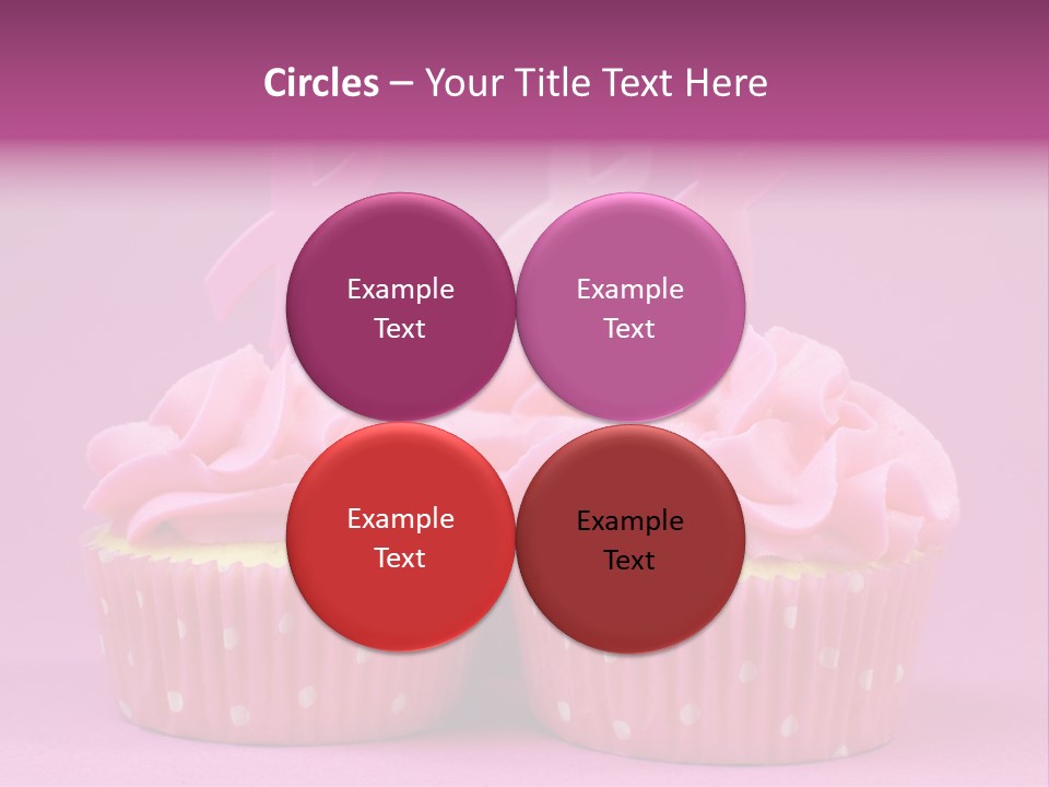 Two Cupcakes With Pink Frosting And Pink Ribbons On Them PowerPoint Template