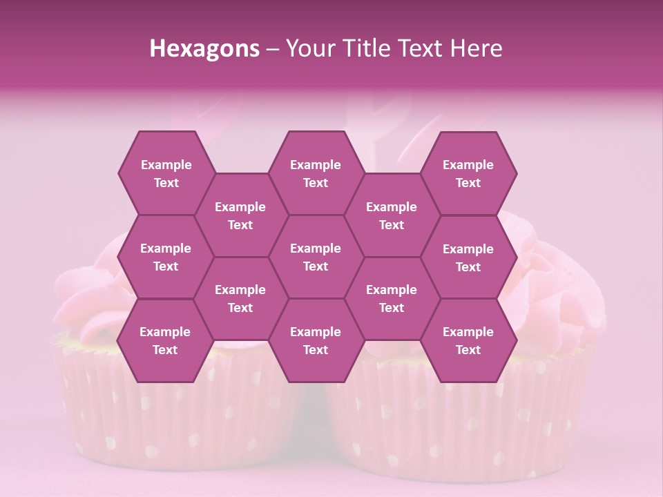 Two Cupcakes With Pink Frosting And Pink Ribbons On Them PowerPoint Template