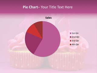 Two Cupcakes With Pink Frosting And Pink Ribbons On Them PowerPoint Template