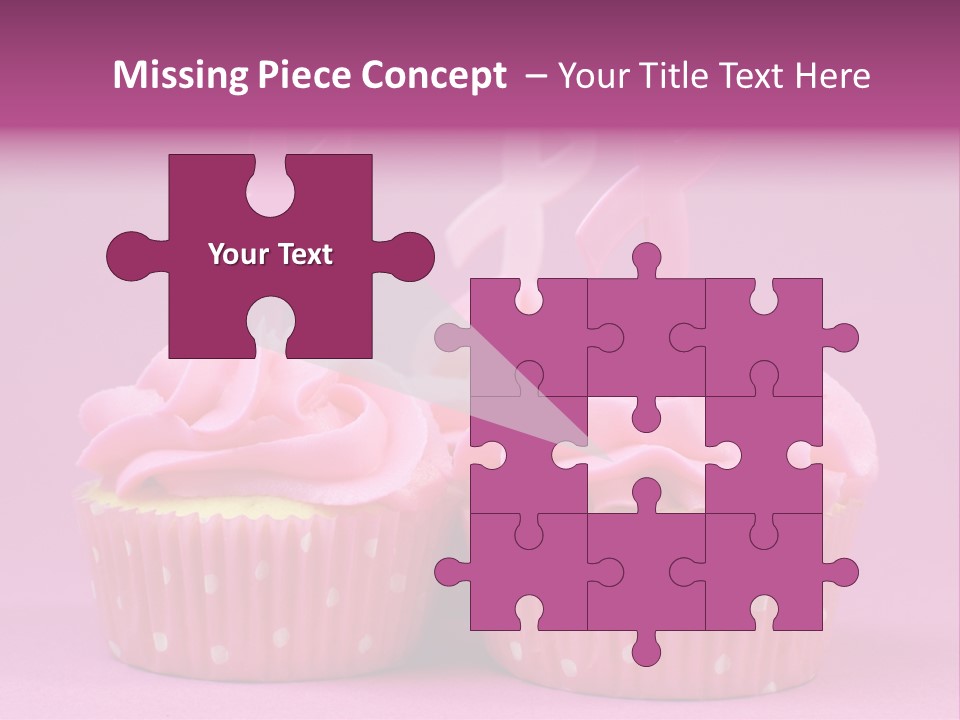 Two Cupcakes With Pink Frosting And Pink Ribbons On Them PowerPoint Template