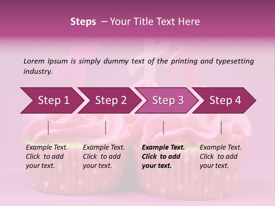 Two Cupcakes With Pink Frosting And Pink Ribbons On Them PowerPoint Template