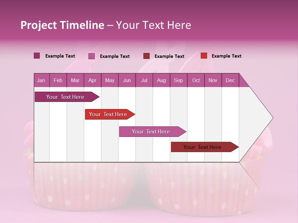 Two Cupcakes With Pink Frosting And Pink Ribbons On Them PowerPoint Template