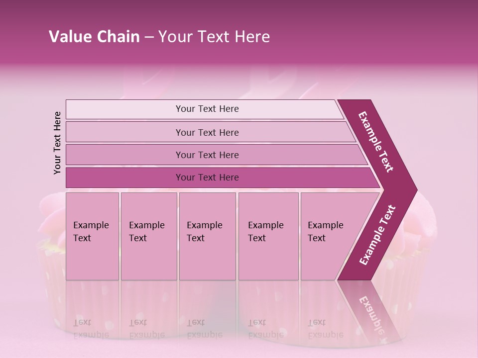 Two Cupcakes With Pink Frosting And Pink Ribbons On Them PowerPoint Template