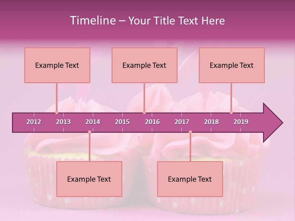 Two Cupcakes With Pink Frosting And Pink Ribbons On Them PowerPoint Template