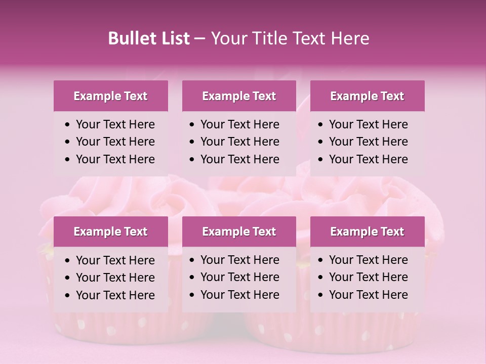 Two Cupcakes With Pink Frosting And Pink Ribbons On Them PowerPoint Template