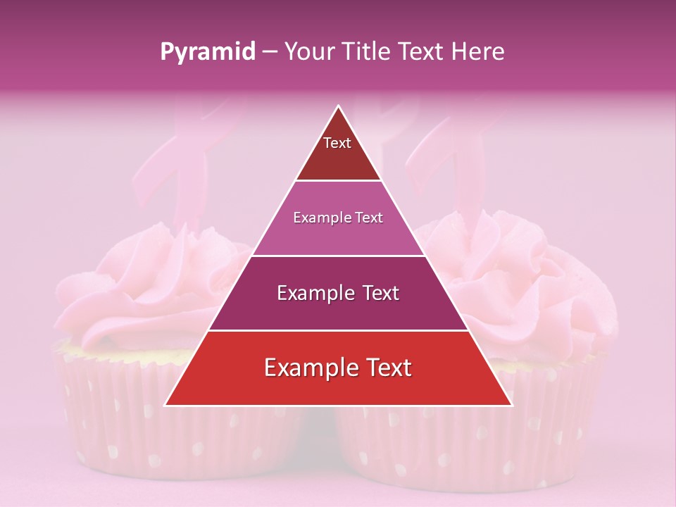 Two Cupcakes With Pink Frosting And Pink Ribbons On Them PowerPoint Template