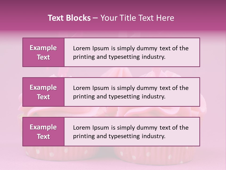 Two Cupcakes With Pink Frosting And Pink Ribbons On Them PowerPoint Template