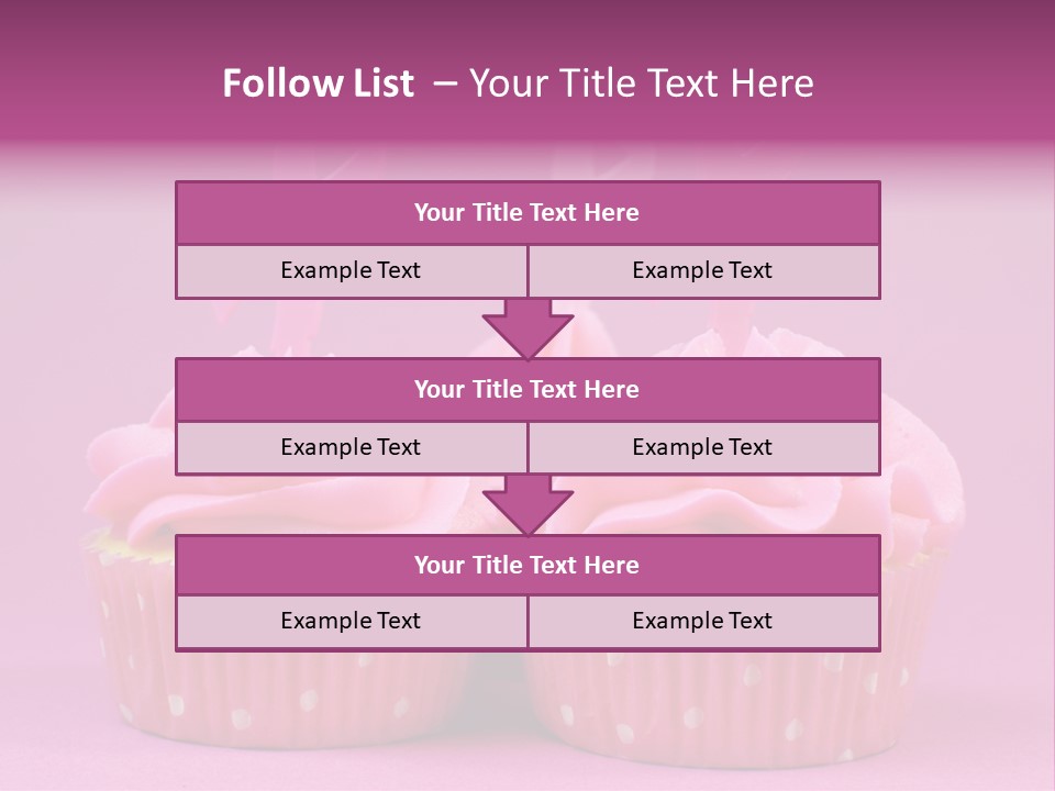 Two Cupcakes With Pink Frosting And Pink Ribbons On Them PowerPoint Template